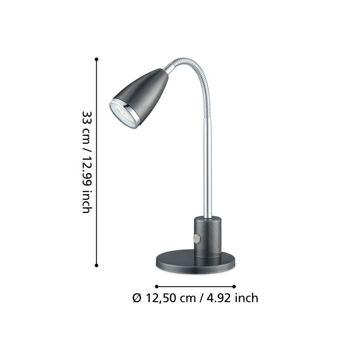 Cargue la imagen en el visor de la galería, Candeeiro de Mesa LED com Pescoço Ajustável em Aço Preto e Cromado FOX EGLO
