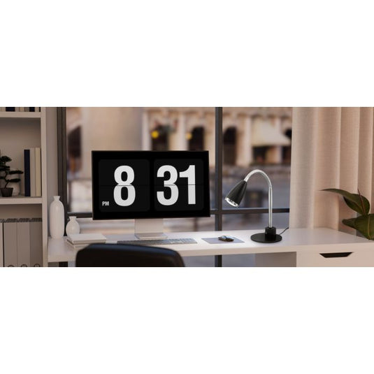 Candeeiro de Mesa LED com Pescoço Ajustável em Aço Preto e Cromado FOX EGLO