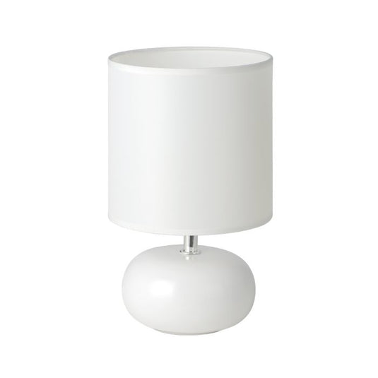 Candeeiro de Mesa com Base em Cerâmica e Abajur em Tecido Branco TRONDIO EGLO