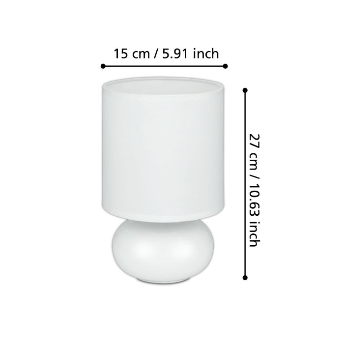 Chargez l'image dans la visionneuse de la galerie, Candeeiro de Mesa com Base em Cerâmica e Abajur em Tecido Branco TRONDIO EGLO
