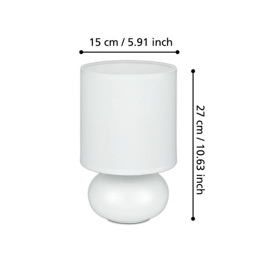 Candeeiro de Mesa com Base em Cerâmica e Abajur em Tecido Branco TRONDIO EGLO