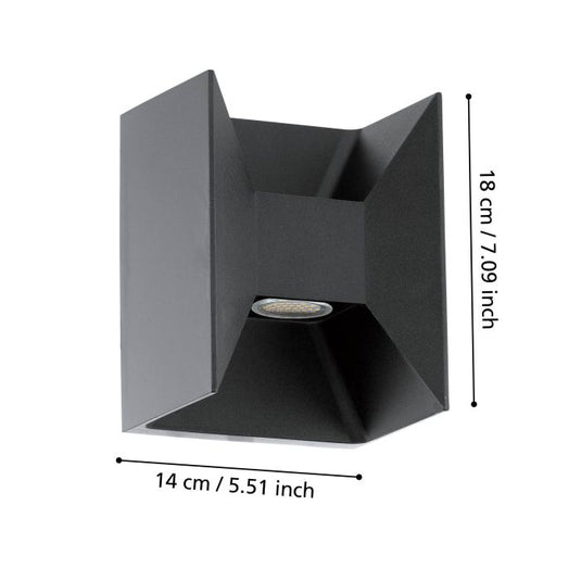 Aplique de Parede Exterior com LED e Alumínio Fundido Preto MORINO EGLO
