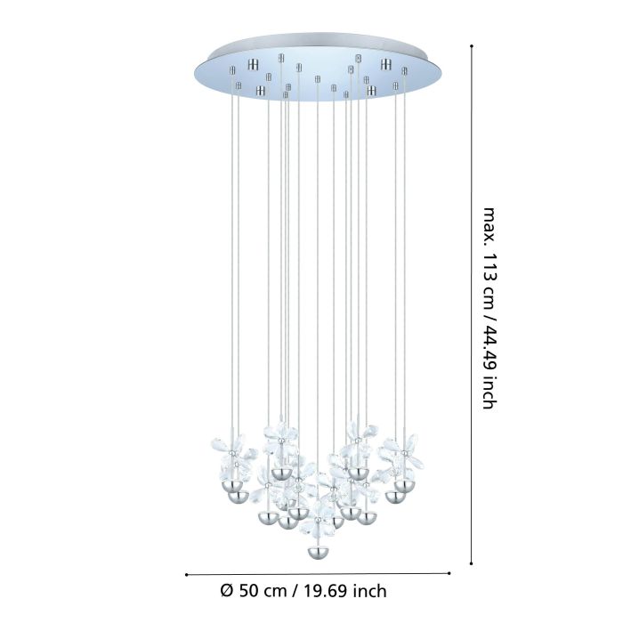 Load image into Gallery viewer, Candeeiro de Teto Suspenso PIANOPOLI com Cristais e LED, 110 cm
