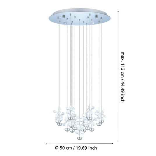 Candeeiro de Teto Suspenso PIANOPOLI com Cristais e LED, 110 cm