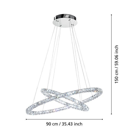 TONERIA Candeeiro de Teto LED com Cristais e Aço Inoxidável EGLO