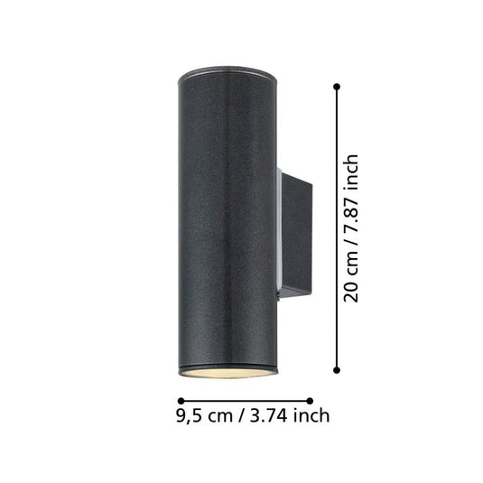 Aplique de Parede Exterior LED com Corpo Cilíndrico e Vidro Transparente RIGA EGLO