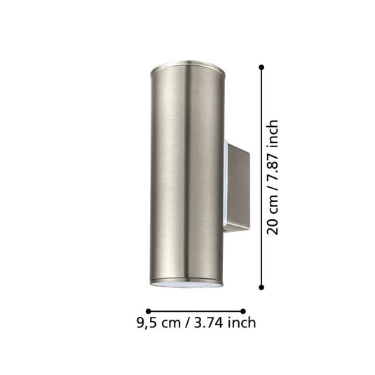 Aplique de Parede Exterior LED com Corpo Cilíndrico em Metal Cromado RIGA EGLO