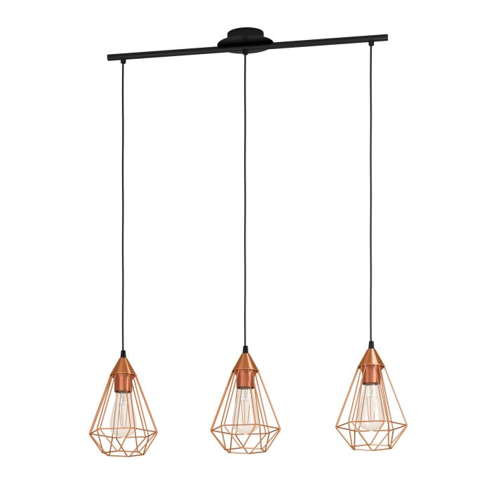 Load image into Gallery viewer, Candeeiro de teto TARBES com 3 abajures de arame cobre e suporte preto
