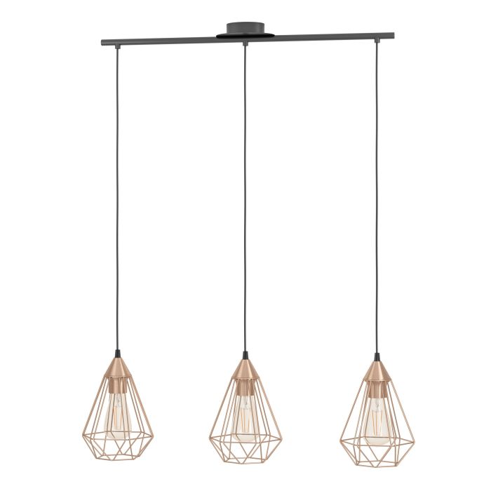 Load image into Gallery viewer, Candeeiro de teto TARBES com 3 abajures de arame cobre e suporte preto
