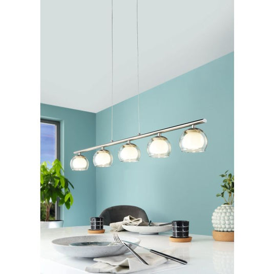 Candeeiro de Teto Suspenso ROMAGNESE LED com 5 Esferas de Vidro