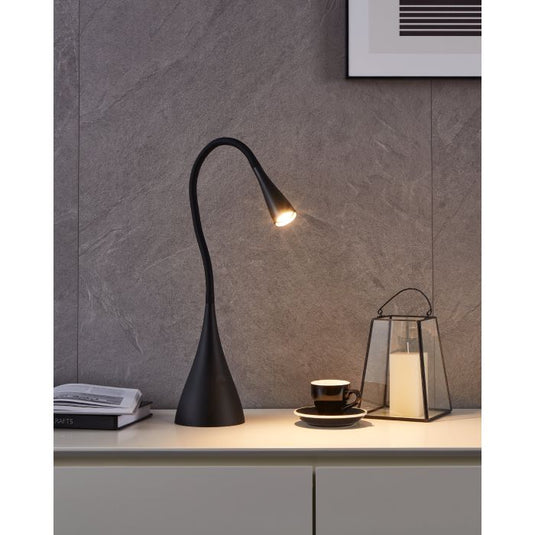 Candeeiro de Mesa LED com Pescoço Flexível Preto e Alumínio SNAPORA EGLO
