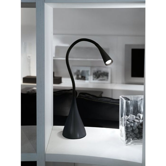 Candeeiro de Mesa LED com Pescoço Flexível Preto e Alumínio SNAPORA EGLO
