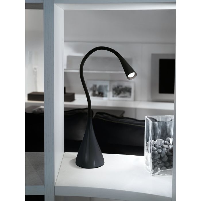 Chargez l'image dans la visionneuse de la galerie, Candeeiro de Mesa LED com Pescoço Flexível Preto e Alumínio SNAPORA EGLO
