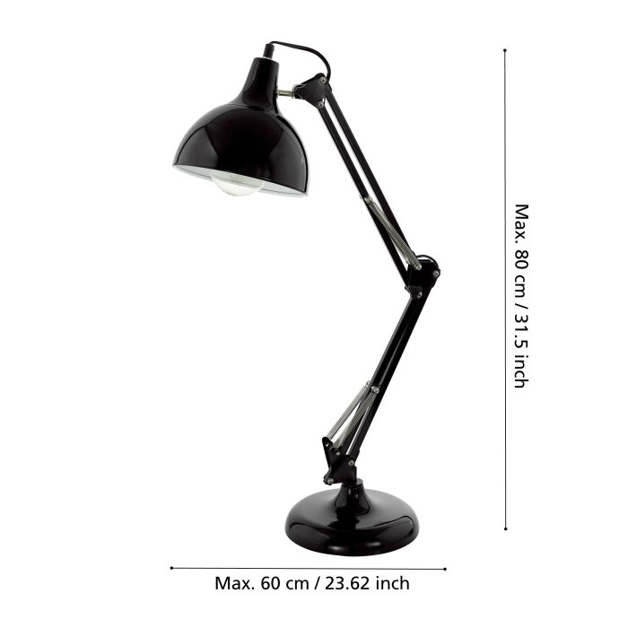 Load image into Gallery viewer, Candeeiro de mesa com abajur regulável em metal preto BORGILLIO EGLO
