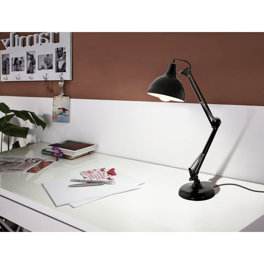 Candeeiro de mesa com abajur regulável em metal preto BORGILLIO EGLO