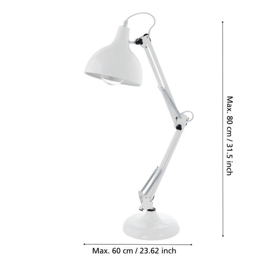 Candeeiro de Mesa com Abajur Regulável Branco BORGILLIO EGLO
