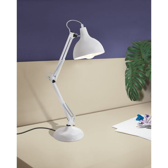 Candeeiro de Mesa com Abajur Regulável Branco BORGILLIO EGLO
