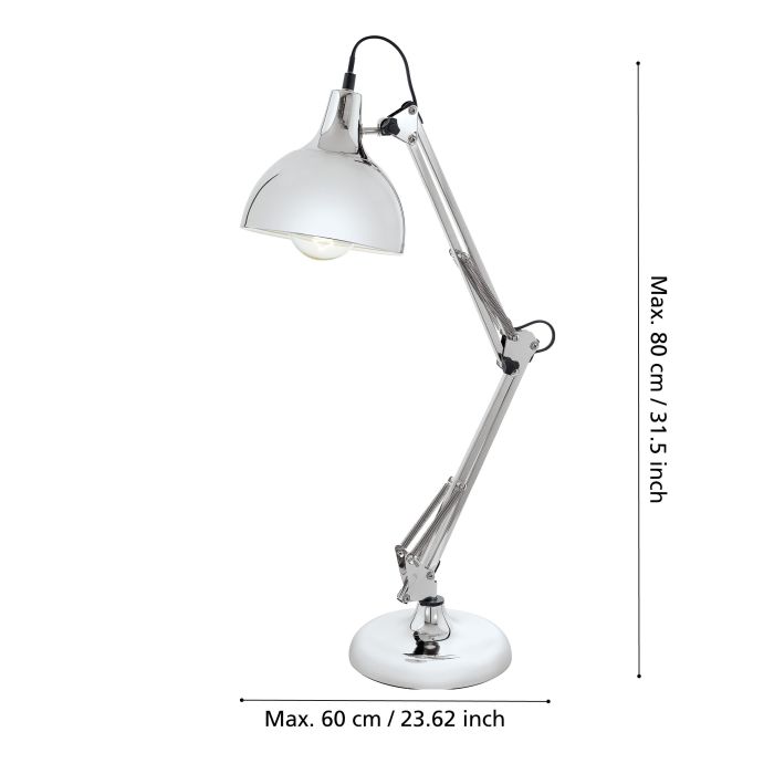 Chargez l'image dans la visionneuse de la galerie, Candeeiro de mesa com abajur regulável em metal cromado BORGILLIO EGLO
