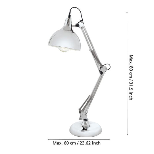 Candeeiro de mesa com abajur regulável em metal cromado BORGILLIO EGLO