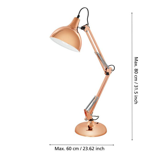 Candeeiro de Mesa com Cabeça Ajustável em Metal Cobre BORGILLIO EGLO