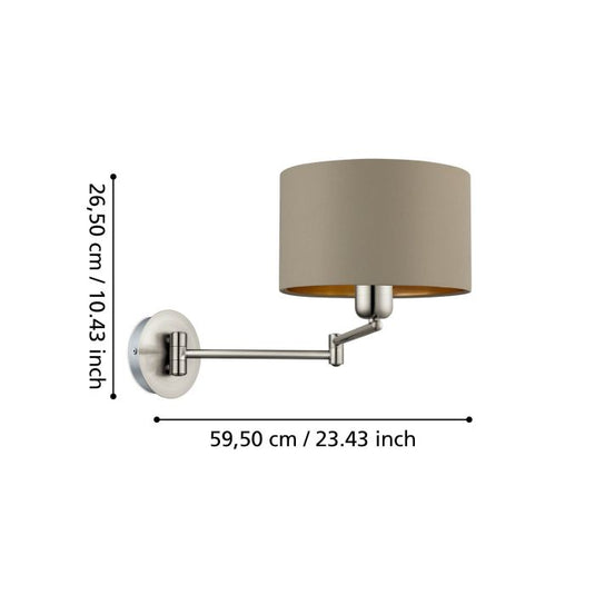 Aplique de Parede com Abajur em Tecido Taupe MASERLO EGLO