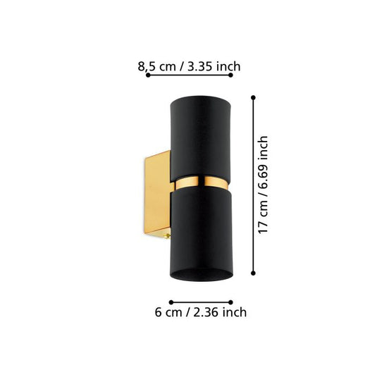 Aplique de Parede LED Preto e Dourado PASSA EGLO