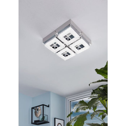 Plafon LED com Cristais Transparente e Metal Cromado FRADELO EGLO