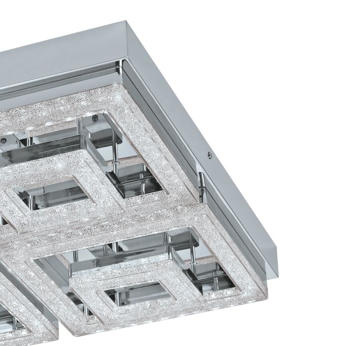 Carregue imagem no visualizador da galeriaCandeeiro de Teto LED Quadrado Cromado com Cristais FRADELO EGLO

