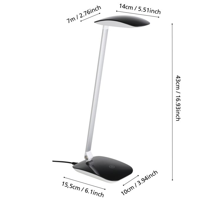 Carregue imagem no visualizador da galeriaCandeeiro de Mesa LED com Porta USB e Luz Regulável CAJERO EGLO
