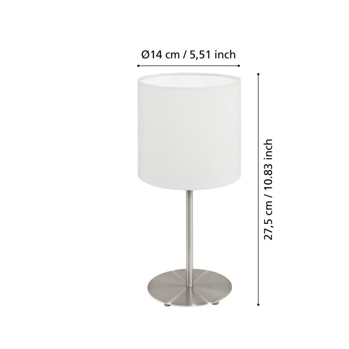 Chargez l'image dans la visionneuse de la galerie, Candeeiro de mesa com base metálica níquel mate e abajur branco PASTERI EGLO
