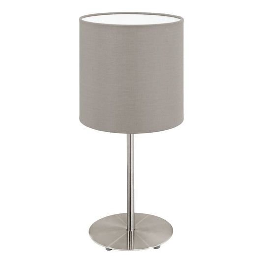 Candeeiro de Mesa com Base Níquel Mate e Abajur Cinzento PASTERI EGLO