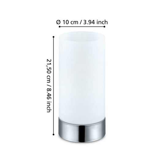 Candeeiro de Mesa com Vidro Acetinado Branco e Base Cromada DAMASCO 1 EGLO