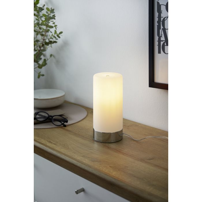 Chargez l'image dans la visionneuse de la galerie, Candeeiro de Mesa com Vidro Acetinado Branco e Base Cromada DAMASCO 1 EGLO
