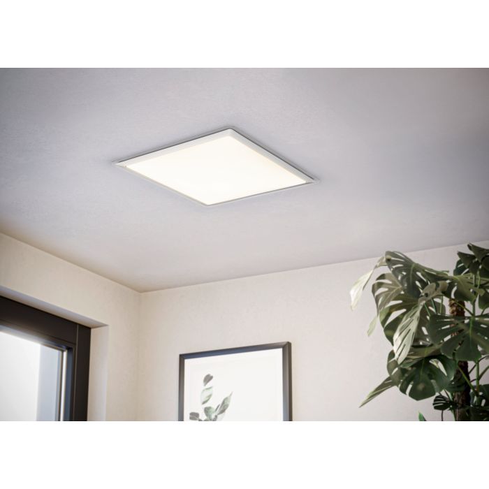 Cargue la imagen en el visor de la galería, Plafon LED Quadrado 34x34 cm Branco e Prata COMPETA 1 EGLO
