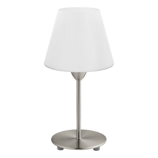 Candeeiro de Mesa com Base Níquel Mate e Abajur em Vidro Opalino DAMASCO 1 EGLO