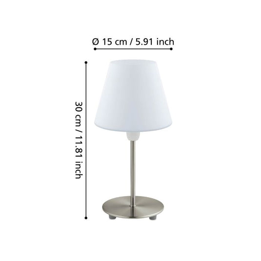Candeeiro de Mesa com Base Níquel Mate e Abajur em Vidro Opalino DAMASCO 1 EGLO