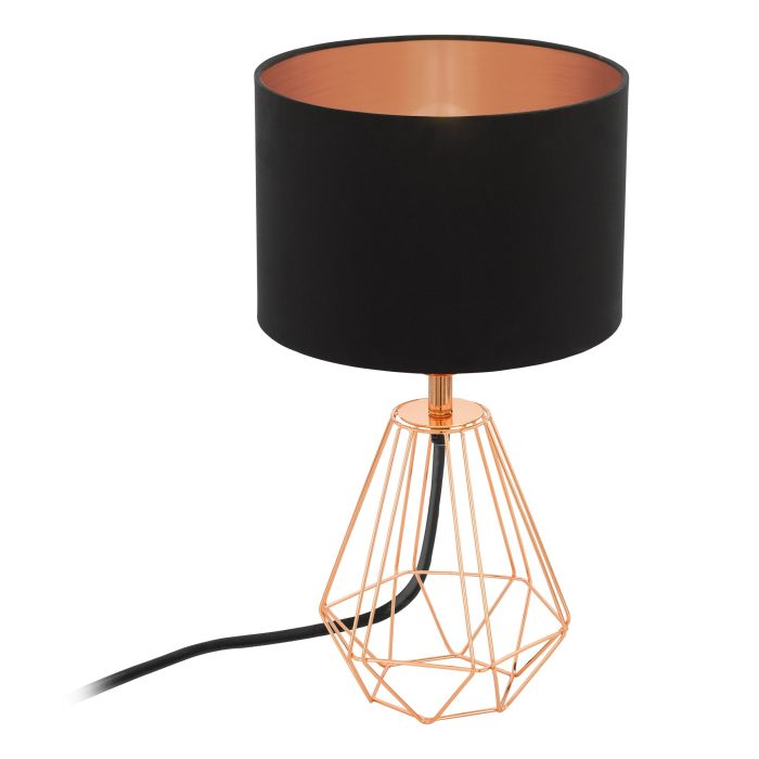 Cargue la imagen en el visor de la galería, Candeeiro de Mesa com Base de Cobre e Abajur Preto CARLTON 2 EGLO
