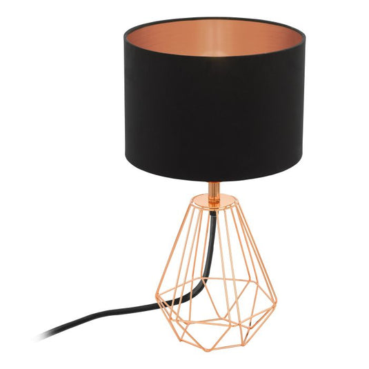 Candeeiro de Mesa com Base de Cobre e Abajur Preto CARLTON 2 EGLO