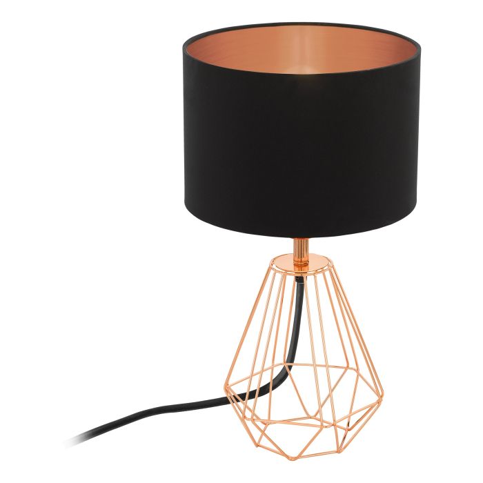 Cargue la imagen en el visor de la galería, Candeeiro de Mesa com Base de Cobre e Abajur Preto CARLTON 2 EGLO
