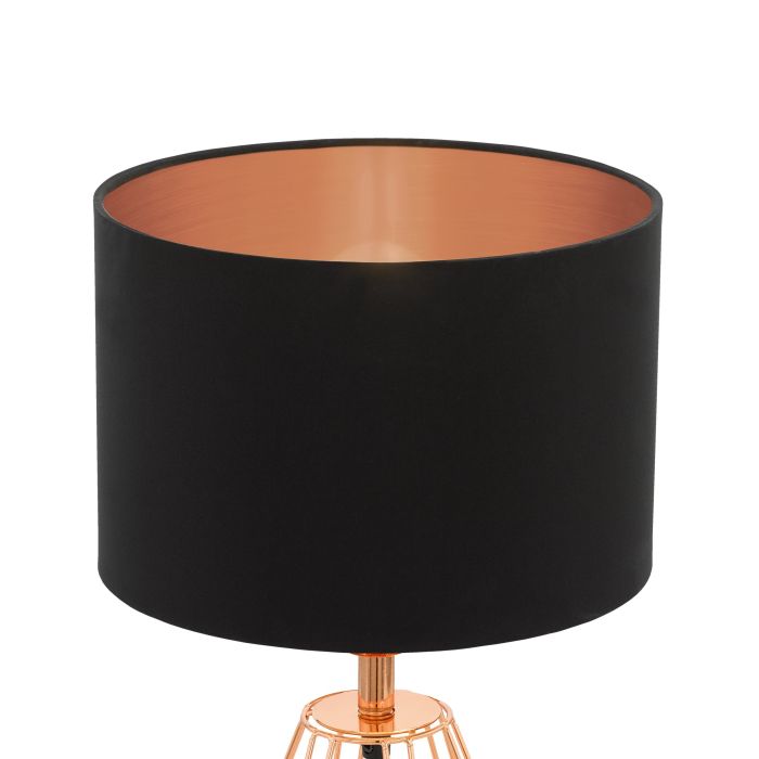 Cargue la imagen en el visor de la galería, Candeeiro de Mesa com Base de Cobre e Abajur Preto CARLTON 2 EGLO
