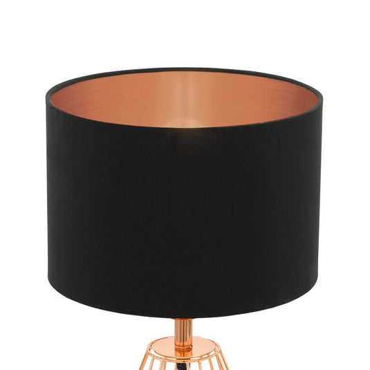 Candeeiro de Mesa com Base de Cobre e Abajur Preto CARLTON 2 EGLO