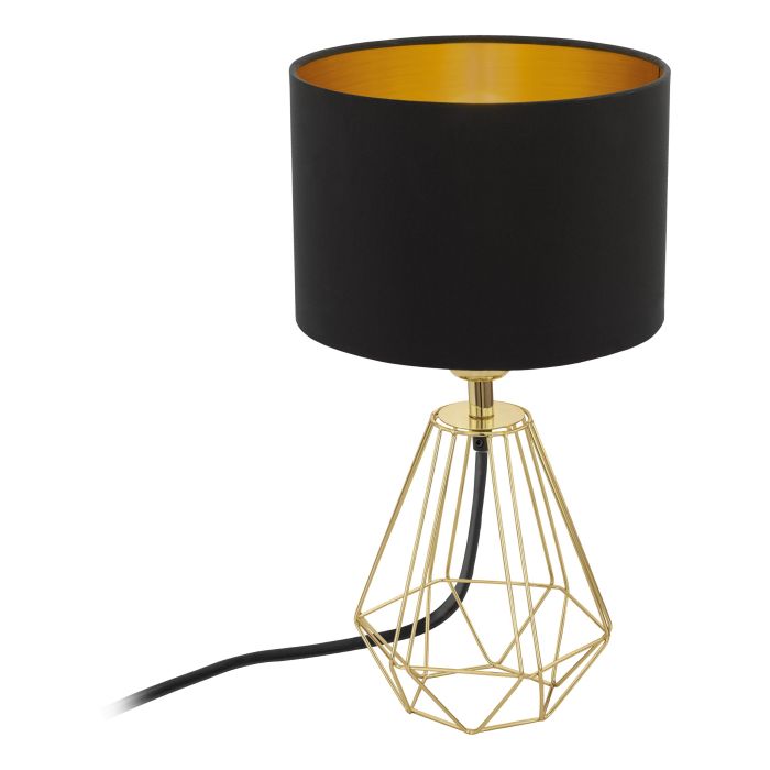 Carregue imagem no visualizador da galeriaCandeeiro de Mesa com Base Dourada e Abajur Preto CARLTON 2 EGLO
