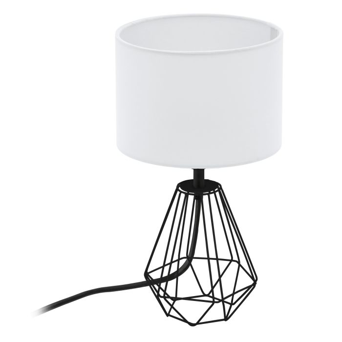 Cargue la imagen en el visor de la galería, Candeeiro de Mesa com Base Preta e Abajur Branco CARLTON 2 EGLO
