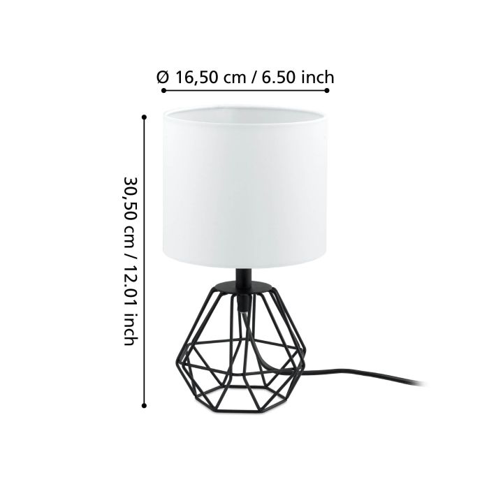 Cargue la imagen en el visor de la galería, Candeeiro de Mesa com Base Preta e Abajur Branco CARLTON 2 EGLO
