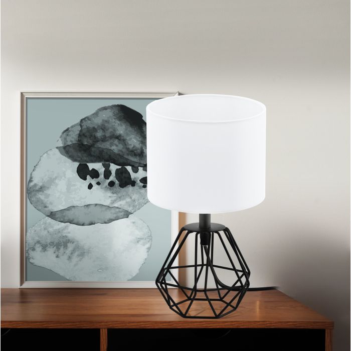 Cargue la imagen en el visor de la galería, Candeeiro de Mesa com Base Preta e Abajur Branco CARLTON 2 EGLO
