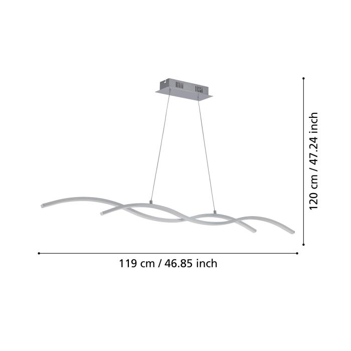 Chargez l'image dans la visionneuse de la galerie, Candeeiro de Teto LED Suspenso em Metal Cromado 120cm LASANA 2 EGLO
