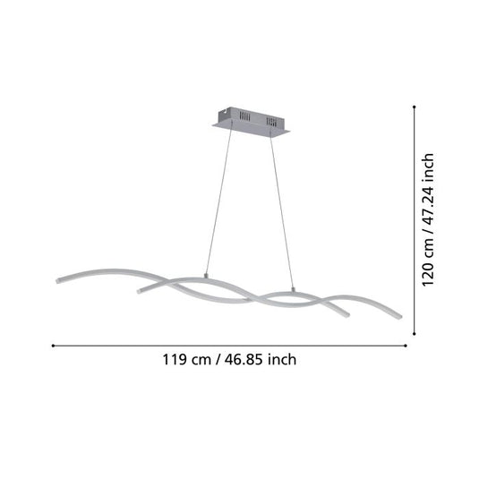Candeeiro de Teto LED Suspenso em Metal Cromado 120cm LASANA 2 EGLO
