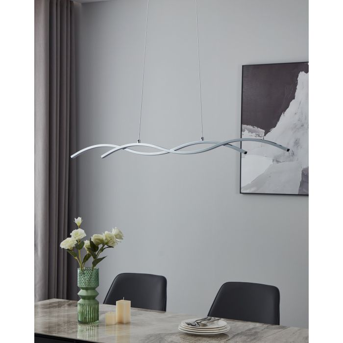 Load image into Gallery viewer, LASANA 2 Candeeiro de Teto LED Suspenso em Metal Cromado 120cm
