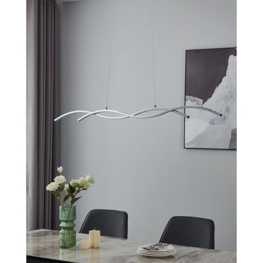 LASANA 2 Candeeiro de Teto LED Suspenso em Metal Cromado 120cm