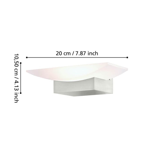 Aplique de Parede LED em Alumínio Níquel Mate com Abajur Branco METRASS EGLO
